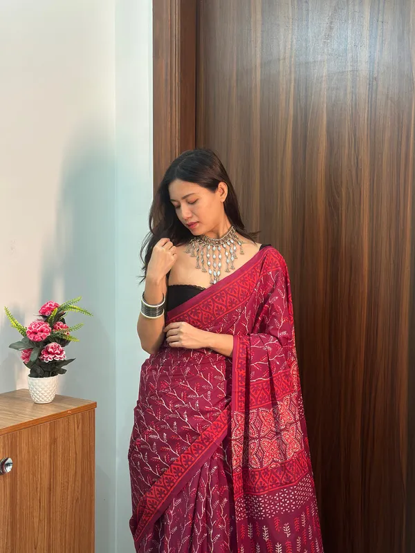 Dark_Pink__Minute_Ready_To_Wear_Mul_Cotton_Digital_Printed_Saree_With_Pocket_For_Women_&_Girl'S