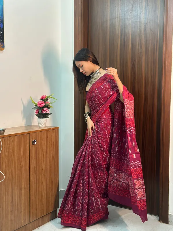 Dark_Pink__Minute_Ready_To_Wear_Mul_Cotton_Digital_Printed_Saree_With_Pocket_For_Women_&_Girl'S