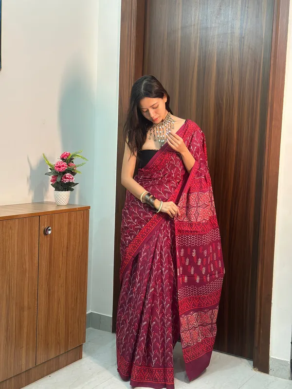 Dark_Pink__Minute_Ready_To_Wear_Mul_Cotton_Digital_Printed_Saree_With_Pocket_For_Women_&_Girl'S