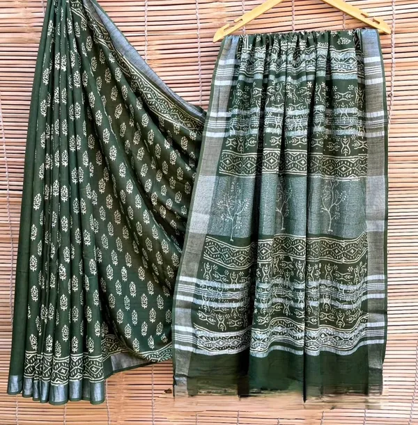 Green__-Minute_Ready_To_Wear__Cotton_Saree_For_Women_&_Girl'S