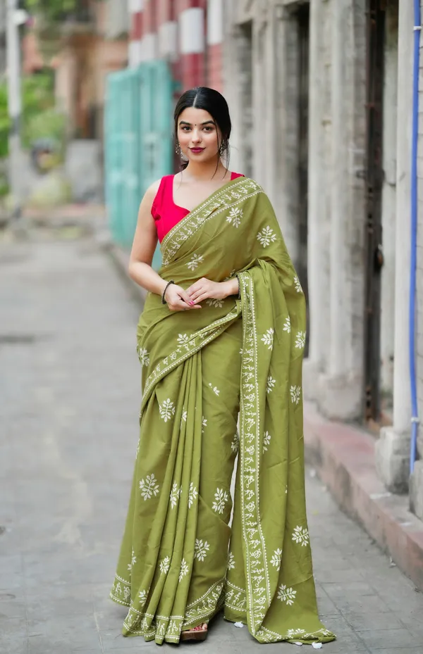 Green___Minute_Ready_To_Wear__Mul_Cotton_Digital_Printed_Saree_With_Pocket_For_Women_&_Girl'S