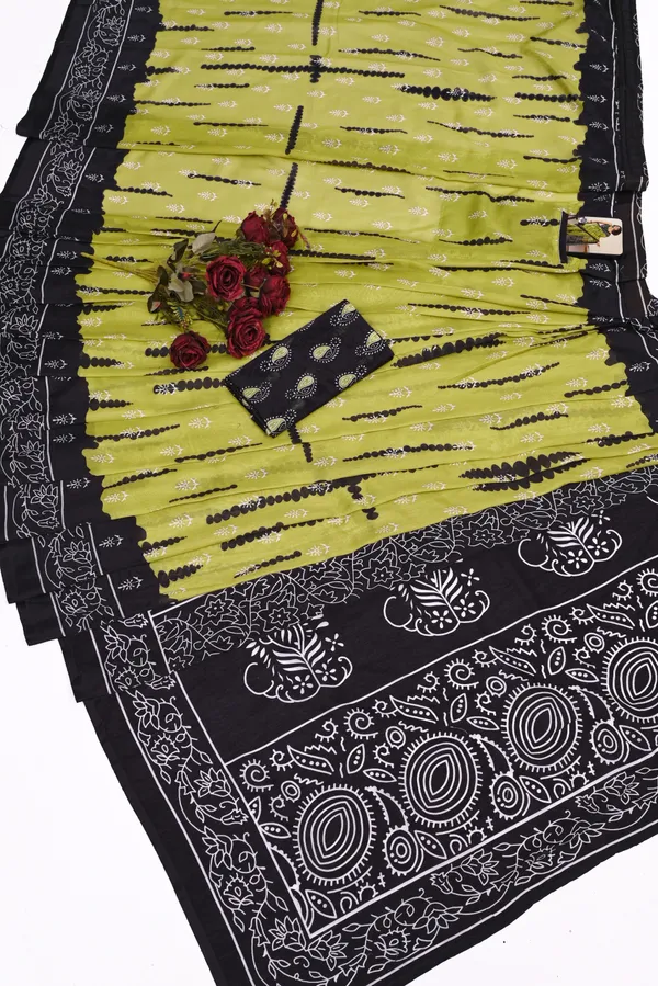 Mahendi_And_Black__Minute_Ready_To_Wear_Mul_Cotton_Digital_Printed_Saree_With_Pocket_For_Women_&_Girl'S