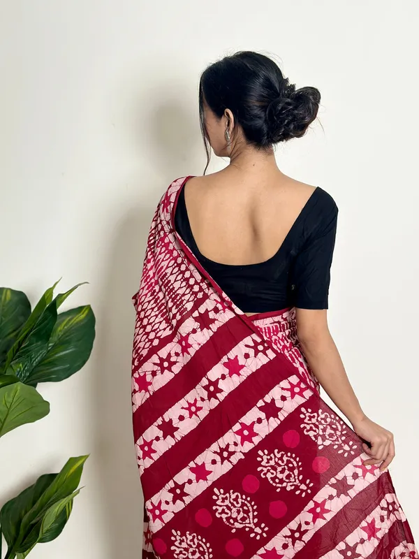 Maroon__Minute_Ready_To_Wear_Mul_Cotton_Digital_Printed_Saree_With_Pocket_For_Women_&_Girl'S