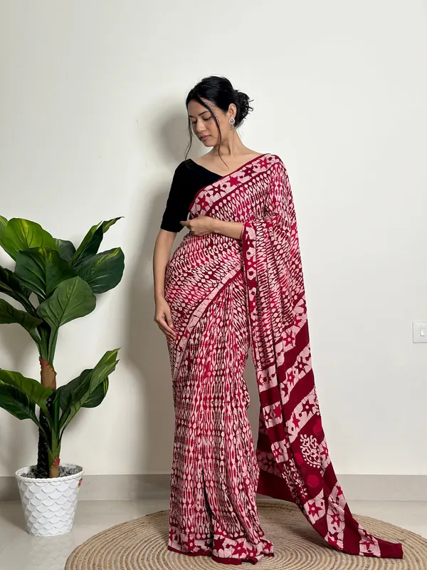 Maroon__Minute_Ready_To_Wear_Mul_Cotton_Digital_Printed_Saree_With_Pocket_For_Women_&_Girl'S