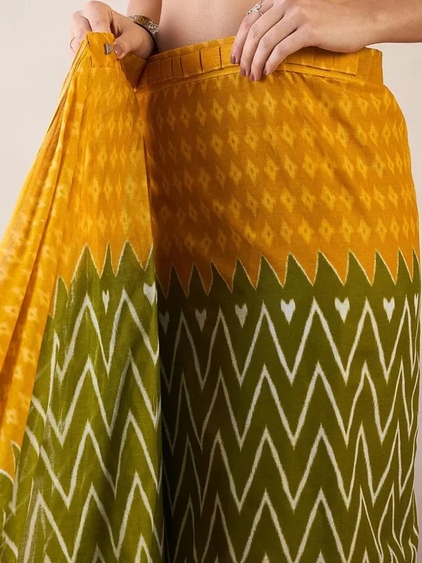 Mustard_And_Mahendi__Minute_Ready_To_Wear_Mahendi_Mul_Cotton_Digital_Printed_Saree_With_Pocket_For_Women_&_Girl'S