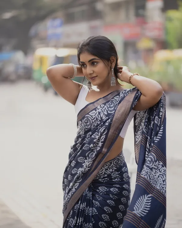 Navy_Blue_-Minute_Ready_To_Wear___Cotton_Saree_For_Women_&_Girl'S