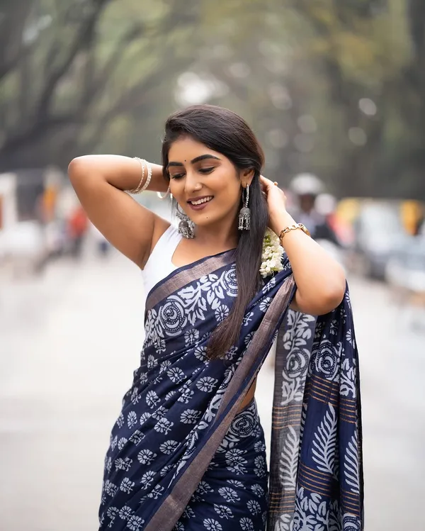 Navy_Blue_-Minute_Ready_To_Wear___Cotton_Saree_For_Women_&_Girl'S
