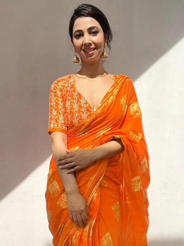 Orange__Minute_Ready_To_Wear_Mul_Cotton_Digital_Printed_Saree_With_Pocket_For_Women_&_Girl'S