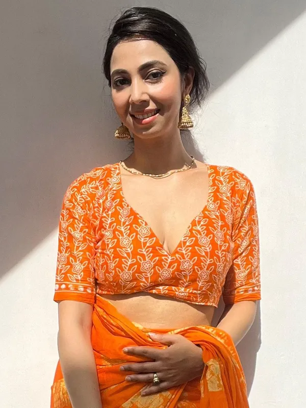 Orange__Minute_Ready_To_Wear_Mul_Cotton_Digital_Printed_Saree_With_Pocket_For_Women_&_Girl'S
