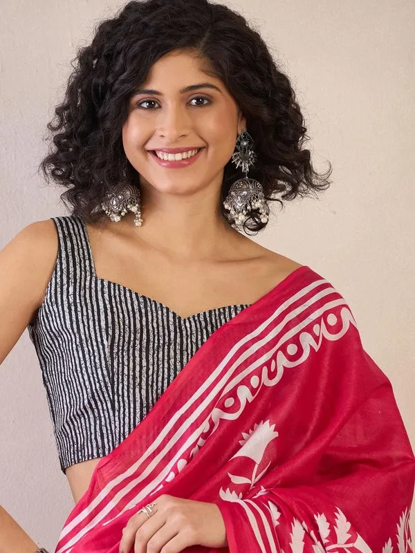 Pink__Minute_Ready_To_Wear_Mul_Cotton_Digital_Printed_Saree_With_Pocket_For_Women_&_Girl'S