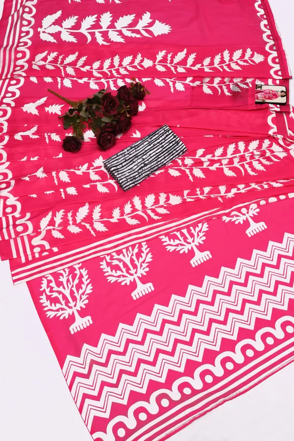 Pink__Minute_Ready_To_Wear_Mul_Cotton_Digital_Printed_Saree_With_Pocket_For_Women_&_Girl'S