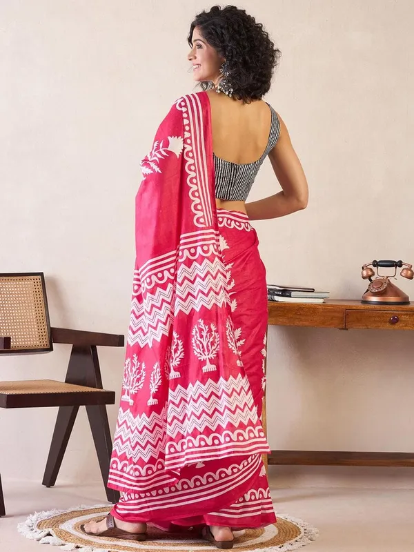 Pink__Minute_Ready_To_Wear_Mul_Cotton_Digital_Printed_Saree_With_Pocket_For_Women_&_Girl'S