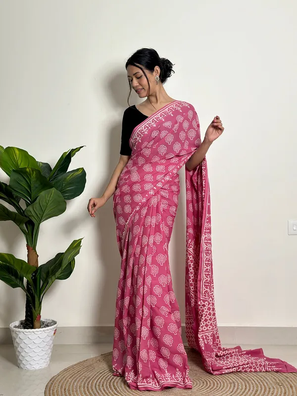 Pink__Minute_Ready_To_Wear_Mul_Cotton_Digital_Printed_Saree_With_Pocket_For_Women_&_Girl'S