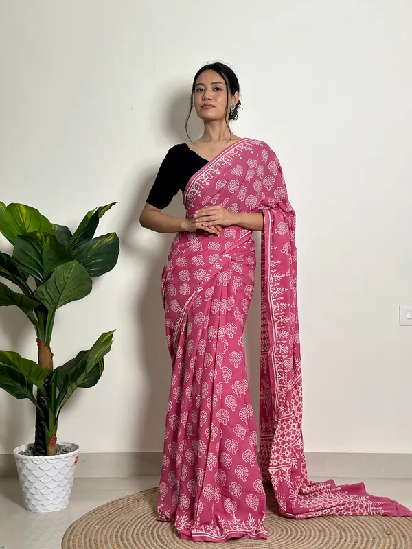 Pink__Minute_Ready_To_Wear_Mul_Cotton_Digital_Printed_Saree_With_Pocket_For_Women_&_Girl'S