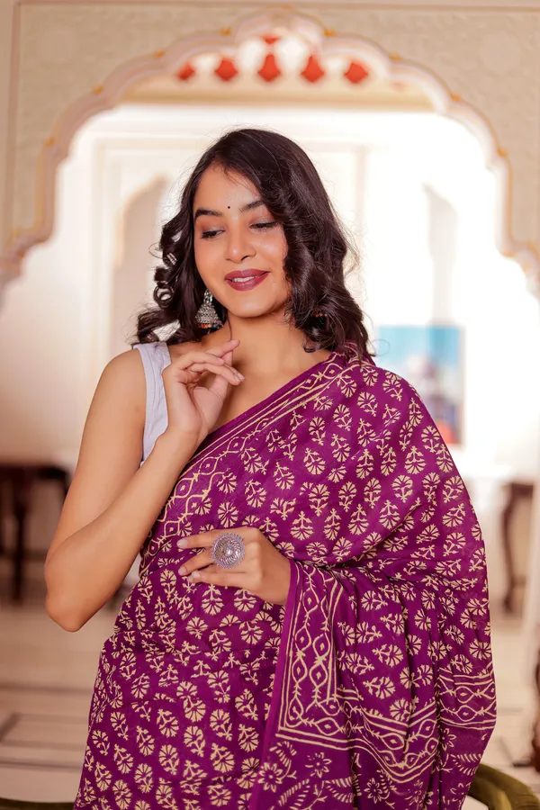 Purple_-Minute_Ready_To_Wear_Cotton_Saree_For_Women_&_Girl'S