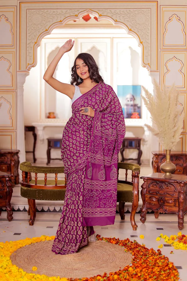 Purple_-Minute_Ready_To_Wear_Cotton_Saree_For_Women_&_Girl'S