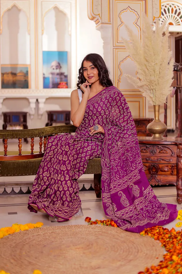 Purple_-Minute_Ready_To_Wear_Cotton_Saree_For_Women_&_Girl'S