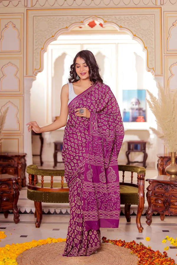 Purple_-Minute_Ready_To_Wear_Cotton_Saree_For_Women_&_Girl'S
