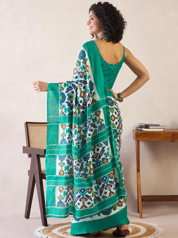 Sea_Green__Minute_Ready_To_Wear_Mul_Cotton_Digital_Printed_Saree_With_Pocket_For_Women_&_Girl'S