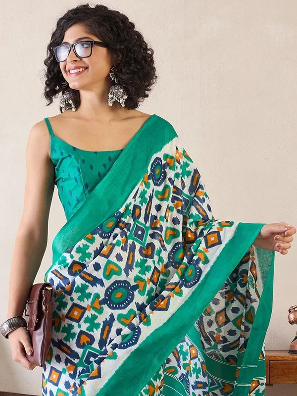 Sea_Green__Minute_Ready_To_Wear_Mul_Cotton_Digital_Printed_Saree_With_Pocket_For_Women_&_Girl'S