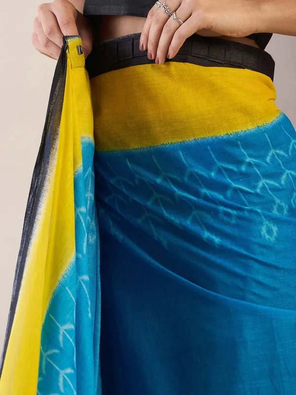 Sky_Blue_And_Black__Minute_Ready_To_Wear_Mul_Cotton_Digital_Printed_Saree_With_Pocket_For_Women_&_Girl'S