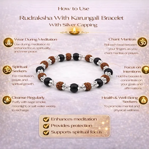 Rudraksha_With_Karungali_Bracelet_With_Silver_Capping