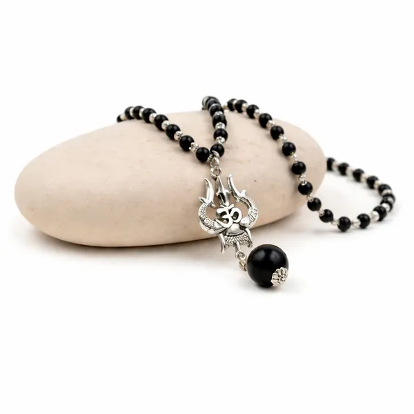 Karungali_With_Silver_Capping_Trishul_Mala_With_A_Big_Bead_For_Unisex
