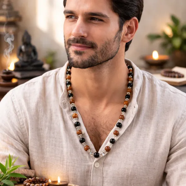 Rudraksha_&_Karungali_Malai_with_Silver_Caps