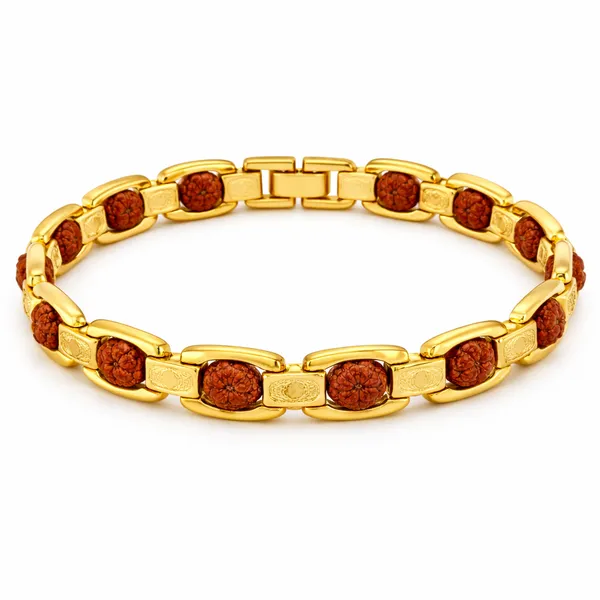 Gold_Plated_Rudraksha_Bracelet_For_Men
