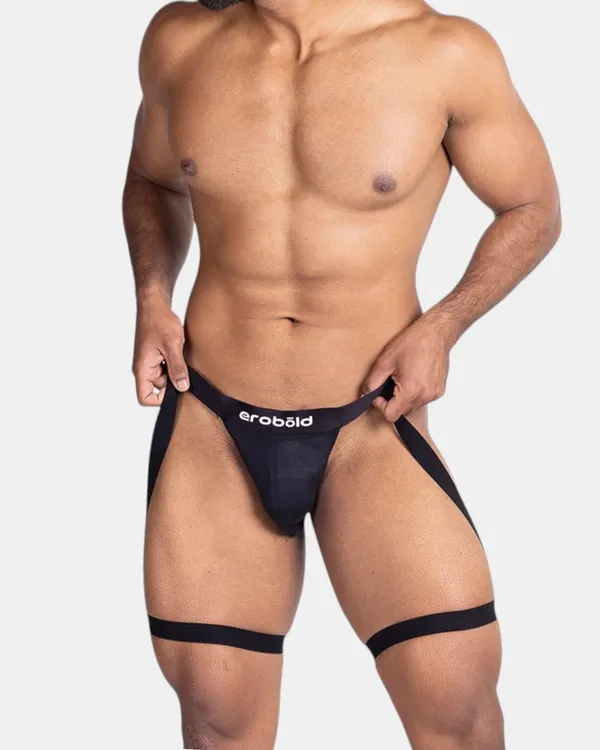 luxe-thigh-harness-black-thong-for-men