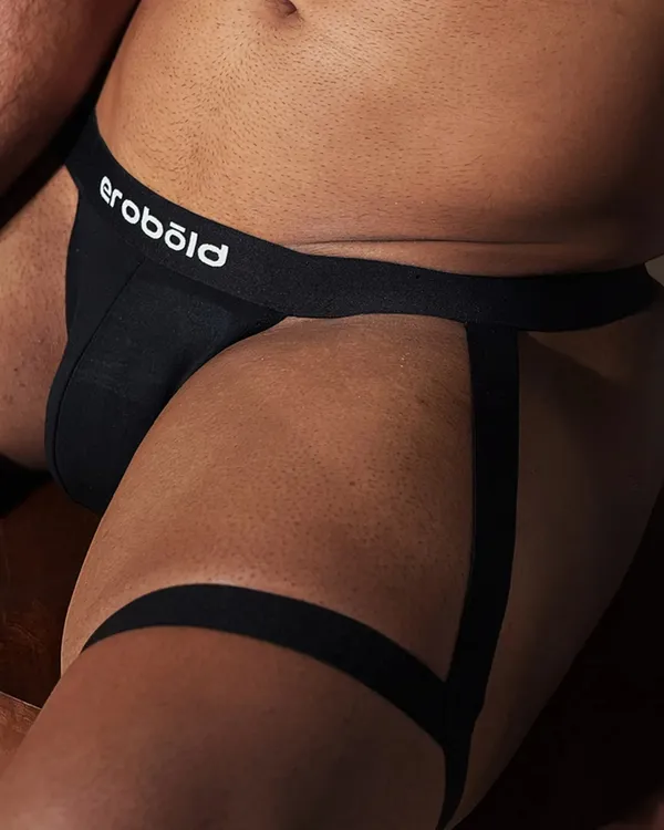 luxe-thigh-harness-black-thong-for-men