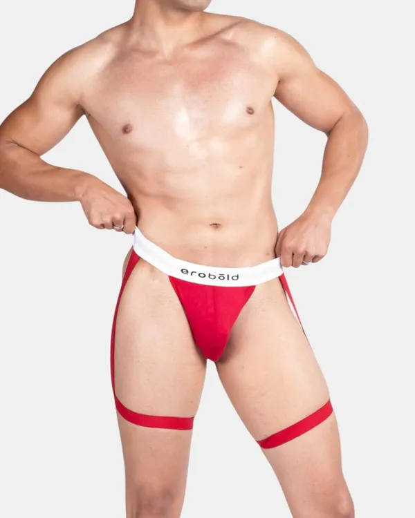 luxe-thigh-harness-red-thong-for-men