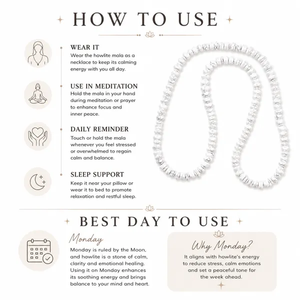 White_Howlite_Stone_Chips_Mala_For_Women