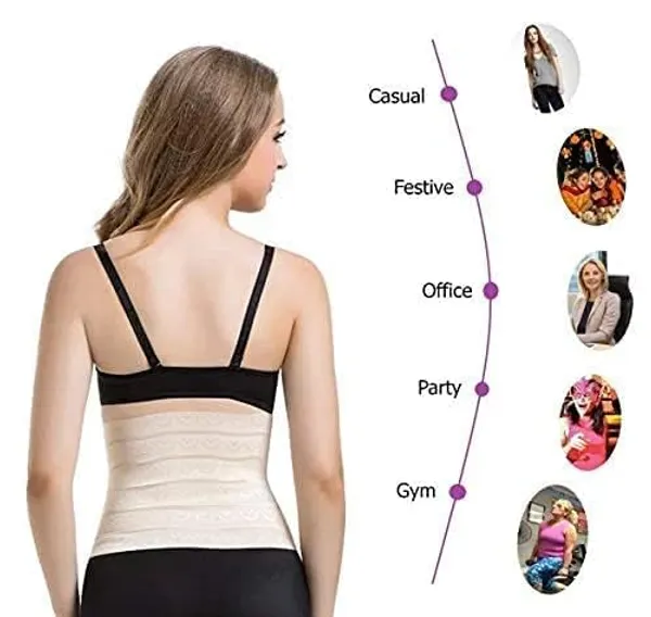 KROYWEN_Women's_Waist_Trainer_Corset_for_Everyday_Wear_Steel_Boned_Tummy_Control_Body_Shaper_with_Adjustable_Hooks_Beige_(L,_Beige)