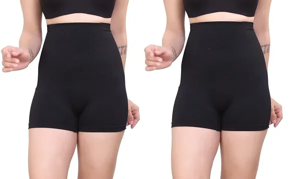 KROYWEN_4-in-1_Shaper_-_Tummy,_Back,_Thighs,_HIPS_-_Efffective_Seamless_Tummy_Tucker_Shapewear-_Women�s_Control_Body_Shaper_Beige_Color__Fit_Size_30_to_38_(Pack_of_2_Black)