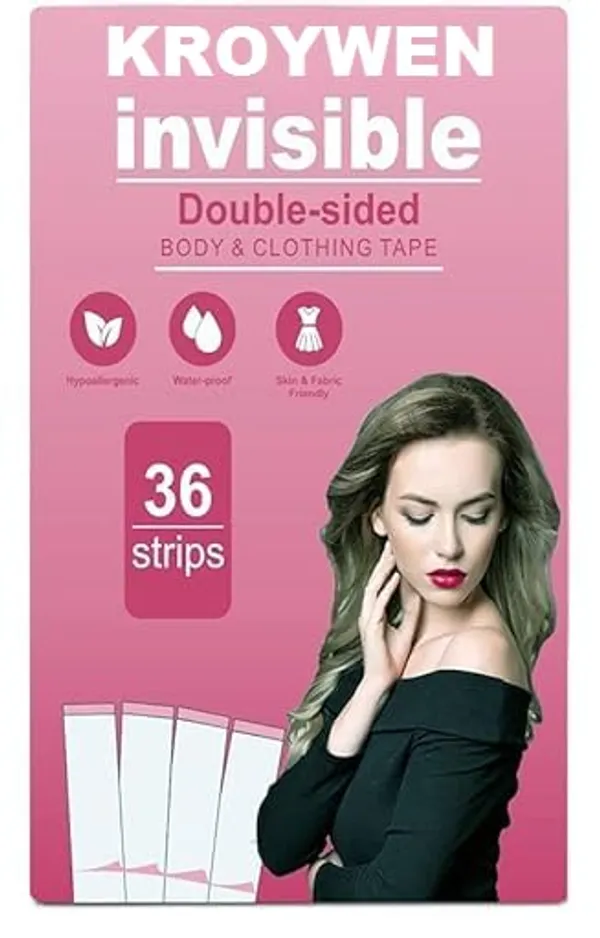 KROYWEN_Double_Sided_Tape_For_Fashion_Clothes_Tape_&_Body_Tape_|_Strong_Multi_Use_Transparent_Clear_Color_(36_Strips)