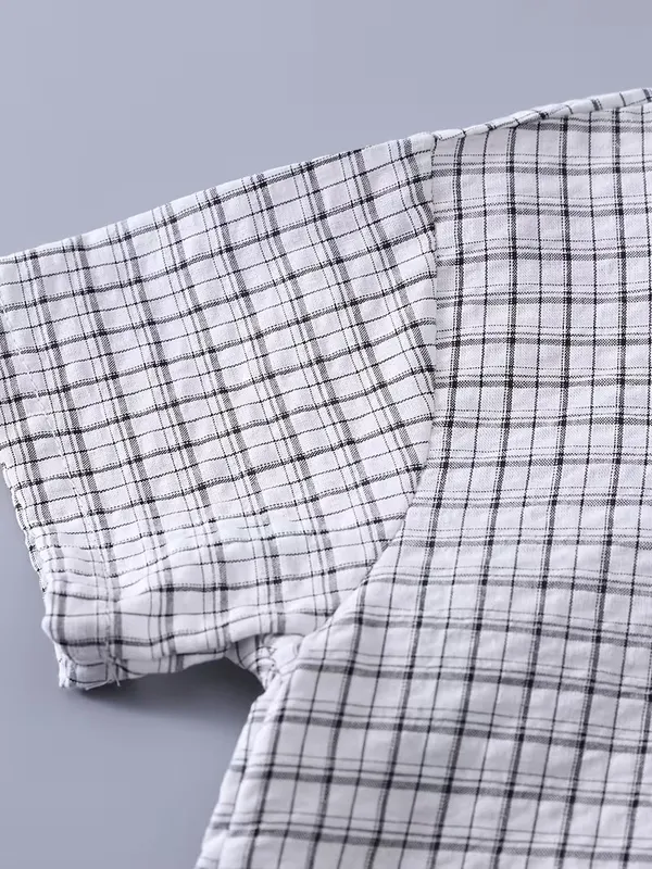 Boys_White_&_Black_Checked_Shirt_and_Shorts_Co-Ord_Set_|_Half_Sleeve_Casual_Outfit