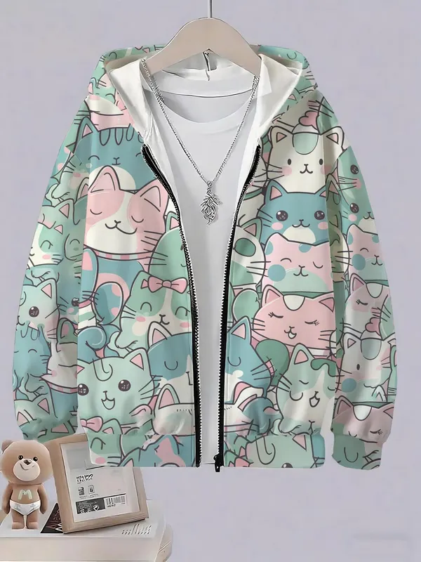 Cute_Cat_Print_Kids_Hooded_Jacket_|_Trendy_Full-Sleeve_Zip-Up_Hoodie_for_Kids_🐱💗