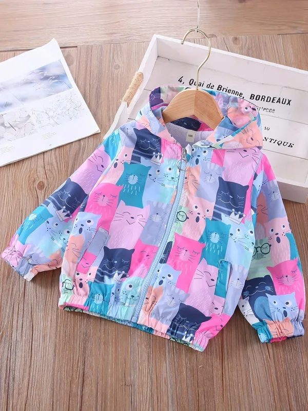 Cute_Cat_🐱_Print_Kids_Hooded_Windbreaker_Jacket_–_Lightweight_Stylish_Zip-Up_Jacket_🌸💖🐾