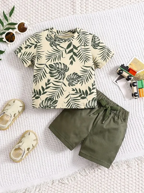 Green_Leaf_Printed_T-shirt_And_Shorts_(_Co-ordset_)_(_Green_Colour_)