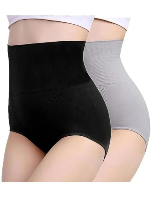 KROYWEN_Women's_4-in-1_High_Waist_Seamless_Corset_Shapewear_Tummy_Tucker_with_Anti-Rolling_Strip_Slimming_Body_Shaper_for_Tummy,_Back,_Thighs,_and_HIPS_Black,Grey