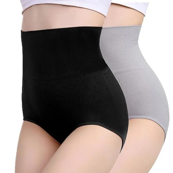 KROYWEN_Women's_Seamless_High_Waist_Tummy_Control/Tummy_Tucker_Boyleg,_Boyshorts_Panty._Black,Grey