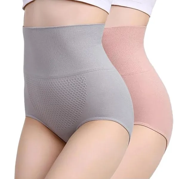 KROYWEN_Women's_Stretch_Cotton_Seamless_Tummy_Control_Blended_High_Waist_Tummy_Thigh_Ladies_Shapewear_Body_Shaper_High_Waist_Gym_Shapewear_Pink,Grey