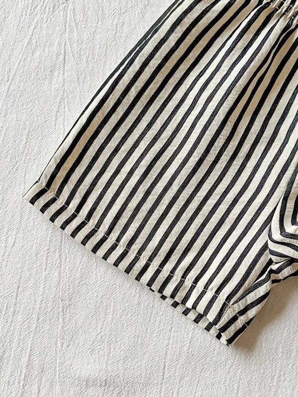 Kids_Boys_Casual_Wear_Shirt_And_Shorts_(_Co-ordset_)_(_Black_Striped_Pocket_)