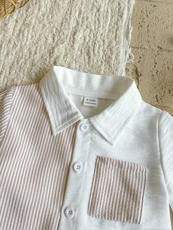 Kids_Boys_Casual_Wear_Shirt_And_Shorts_(_Co-ordset_)_(_Coffee_Striped_Pocket_)