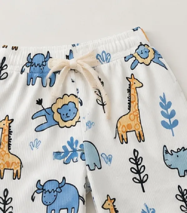 Kids_Boys_Cool-Grey_Ribbed_T-shirt_And_Shorts_(_Co-ordset_)_(_Cool-Grey_Colour_)_(_Ribbed_T-shirt_And_Jungle_Printed_Shorts_)