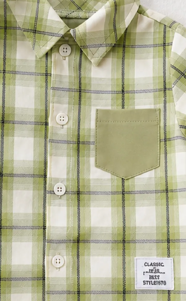 Kids_Boys_Light_Green_Checked_Shirt_And_Short_(_Co-ordset_)_(_Checked_Shirt_)_(_Light_Green_Colour_)