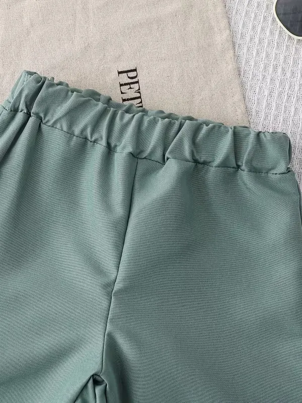 Kids_Popcorn_Shirt_And_Shorts_With_Light_Green_Strip_Pocket_(_Co-ordset_)_(_White-Light_Green_Colour_)