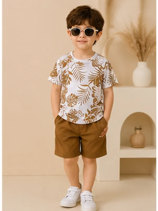 Leaf_Printed_T-shirt_And_Shorts_(_Co-ord_set_)_(_Brown_Colour_)