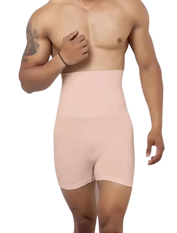 KROYWEN_Men's_Naylon_High_Waist_Tummy_Control_Seamless_Compression_Shorts_Slimming_Underwear_for_Body_Shaping_Beige